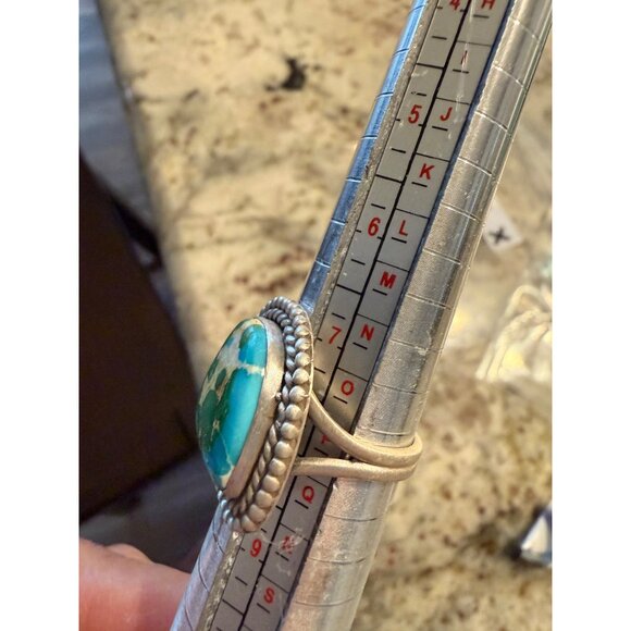 Artisan Sterling Silver Sonoran Mountain Turquoise Statement Ring Rope 8 gift - Picture 7 of 9